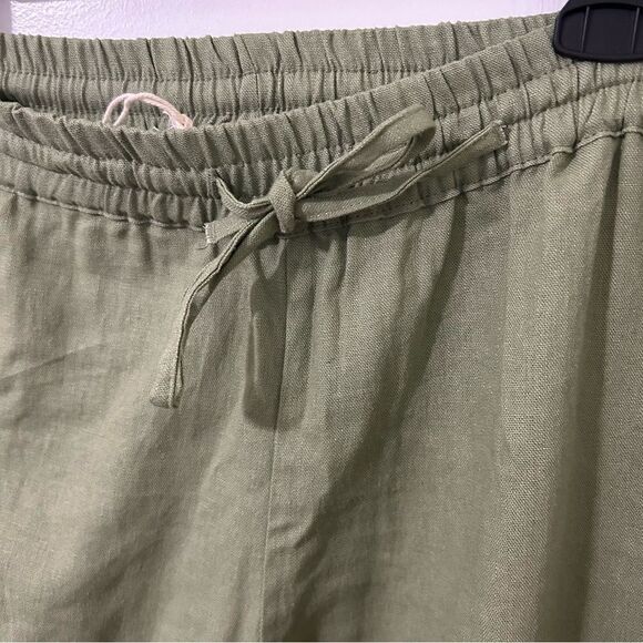 Love Tree | Olive Green Linen Women's Pants | Size Large NWT - Picture 3 of 4